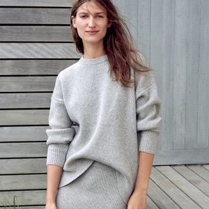 Madewell Moderne High Low Grey Wool Chunky Sweater